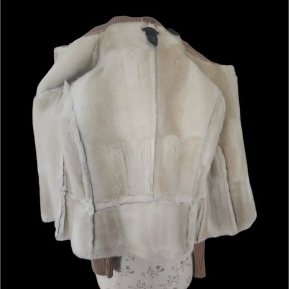 Q.U.E. Leather Suede Tan Short Jacket Open front w/ Hood & Pom Poms Size Medium - Picture 6 of 10
